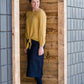 Women's modest light denim comfort band skirt