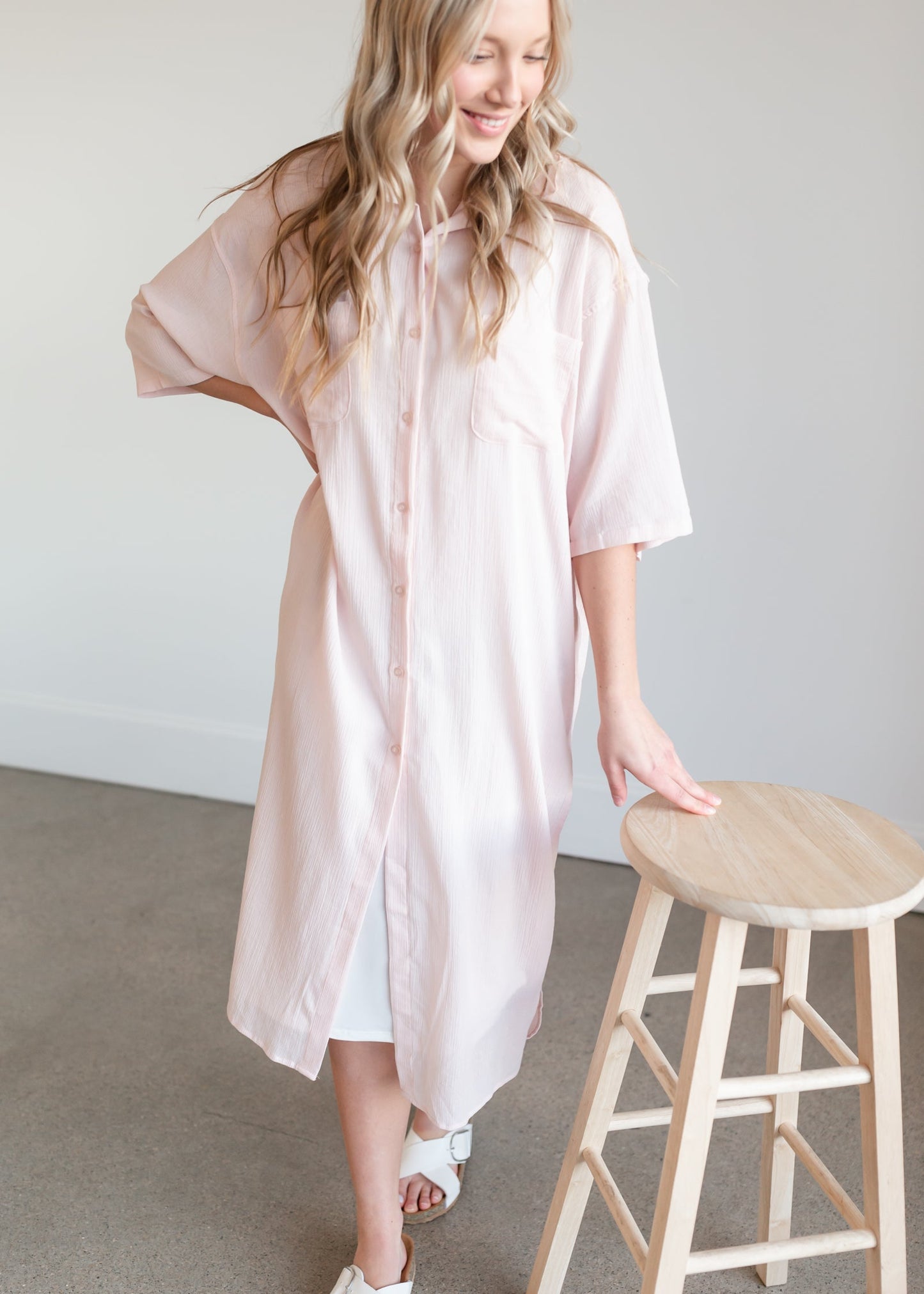 Lina Button Up Pink Collared Dress Dresses Z Supply