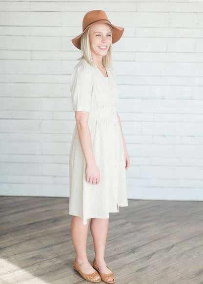 Linen Button Midi Dress Dresses