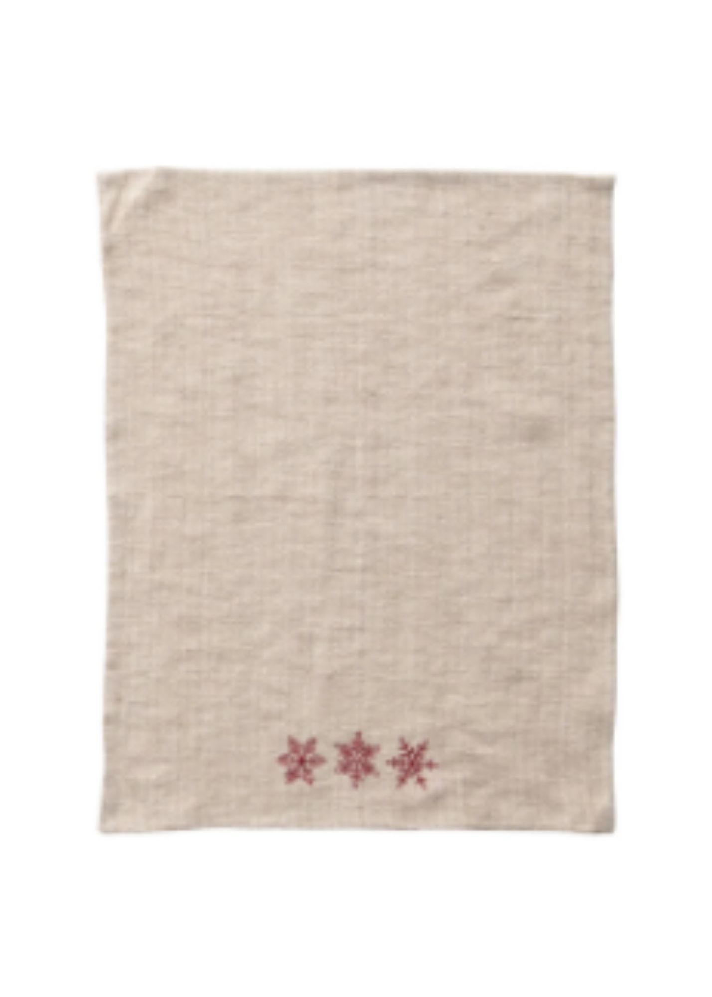 Linen + Cotton Embroidered Tea Towel Home & Lifestyle Creative Co-op Snowflakes