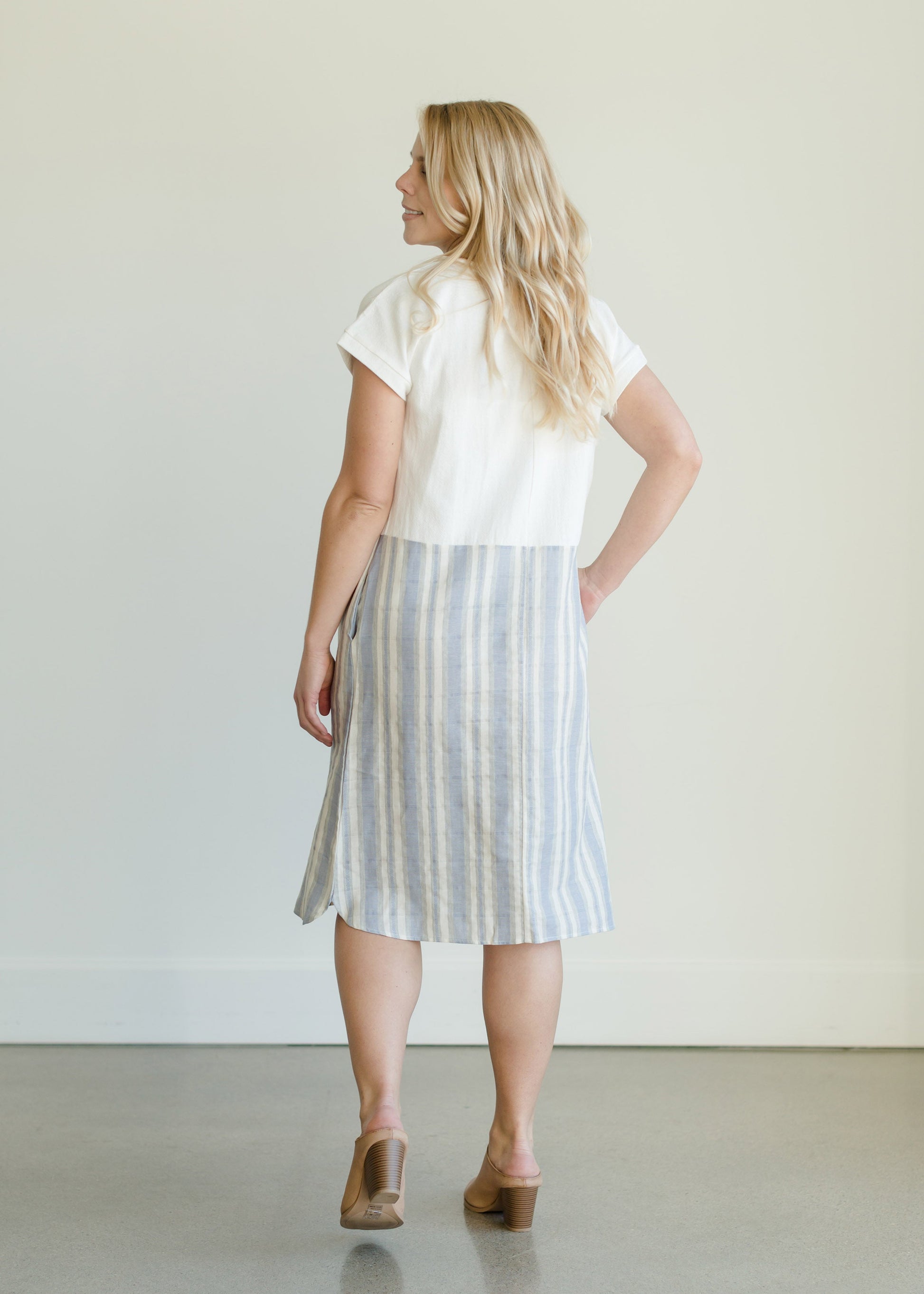 Linen Mix Stripe Midi Dress - FINAL SALE Dresses