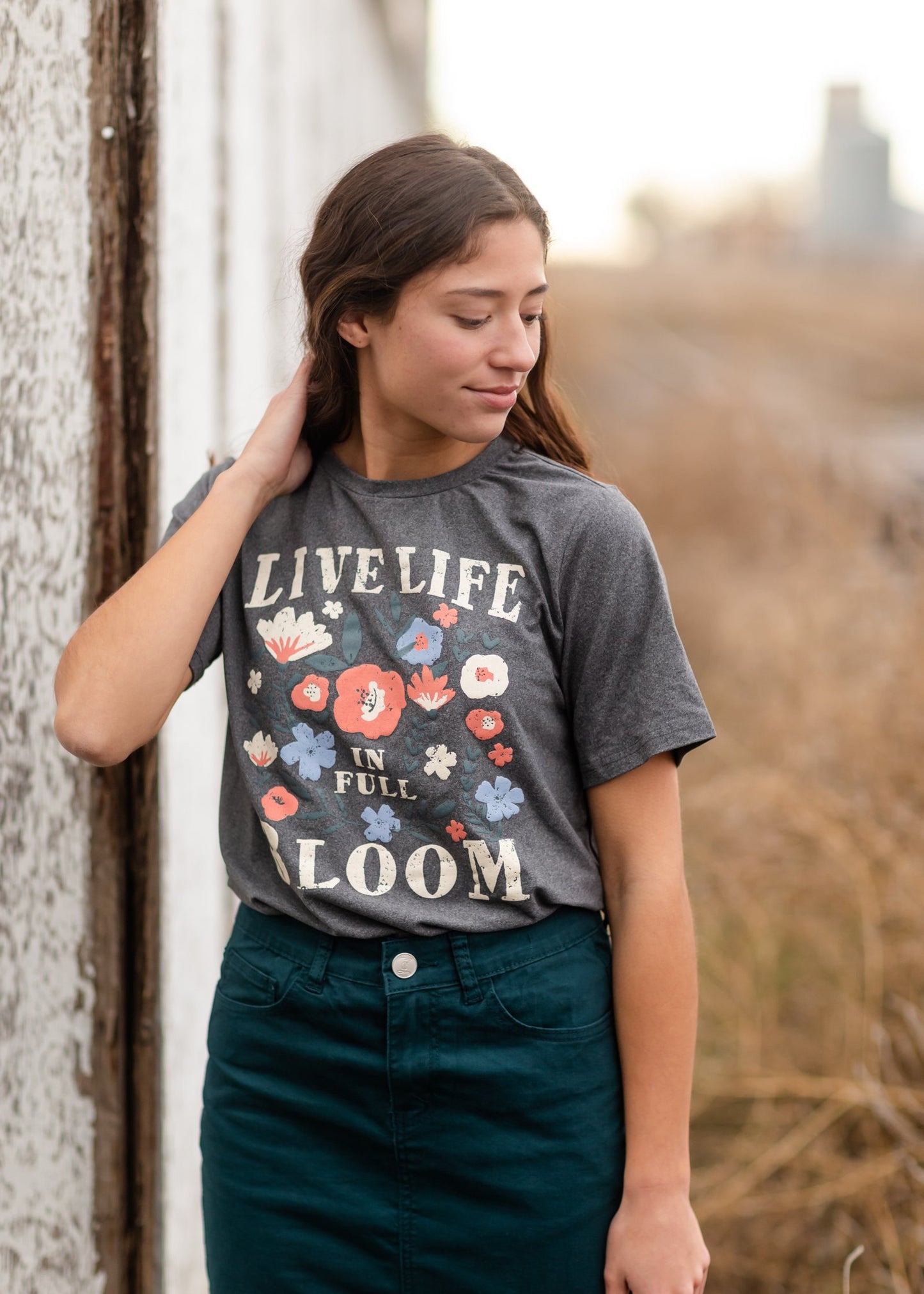 Live Life in Full Bloom Floral Graphic Tee Tops Polagram + BaeVely