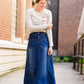 made in the usa long a-line denim skirt