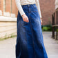 made in the usa long a-line denim skirt