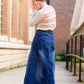 made in the usa long a-line denim skirt