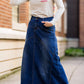 made in the usa long a-line denim skirt