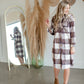 Long Plaid Button Up Shirt Tops May Blue