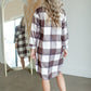 Long Plaid Button Up Shirt Tops May Blue