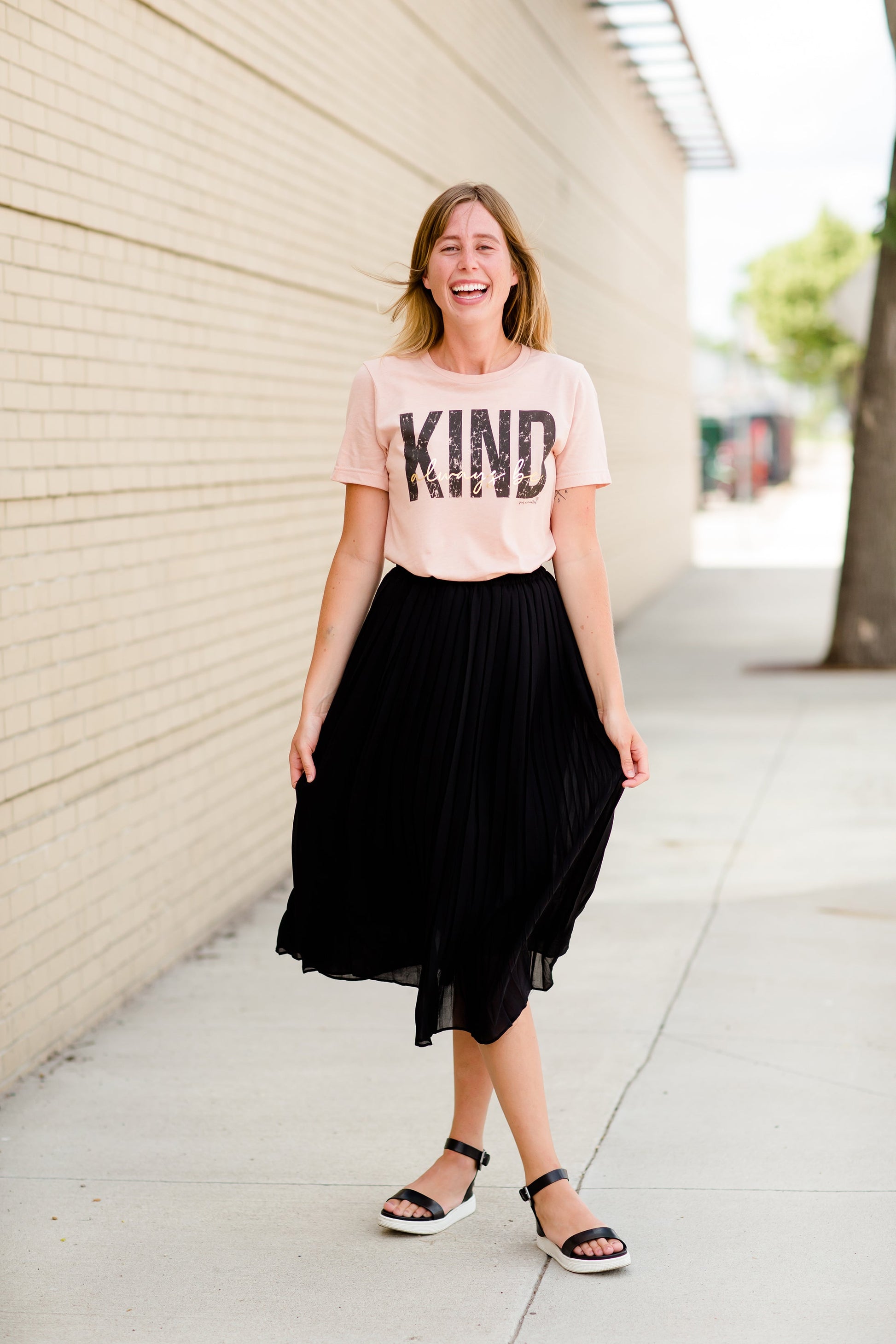 Women's pleated black or rose modest midi skirt