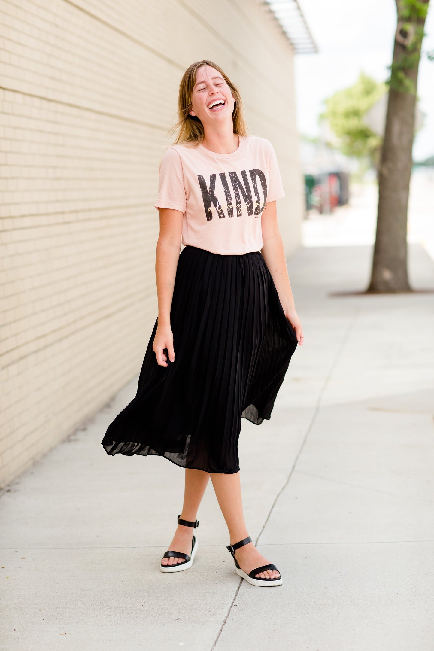 Women's pleated black or rose modest midi skirt