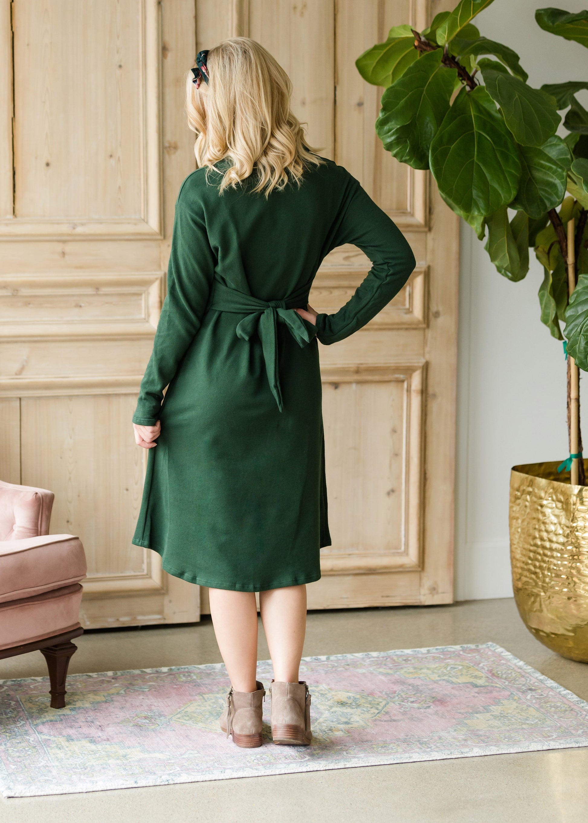 Long Sleeve Button Midi Dress - FINAL SALE Dresses