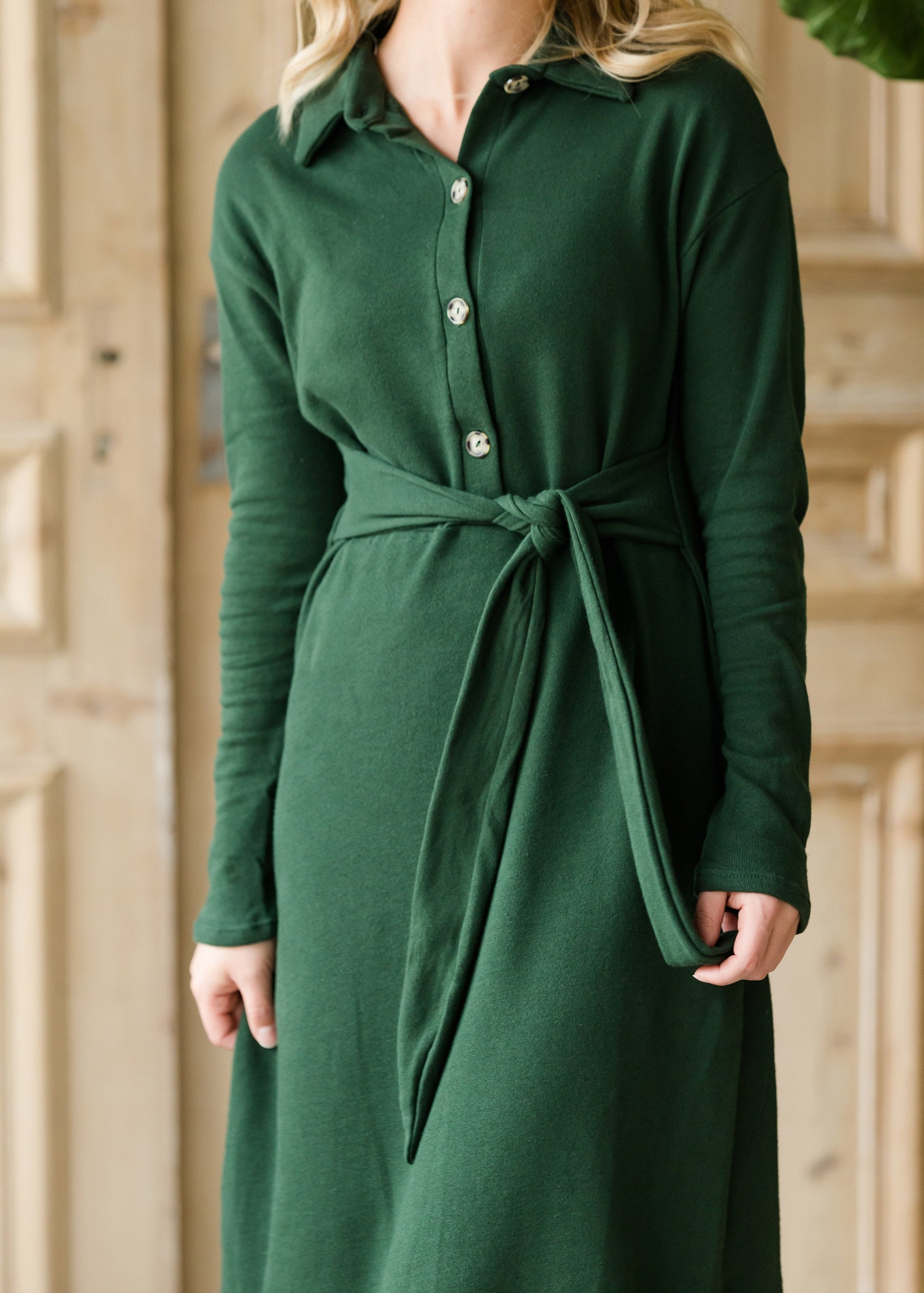 Long Sleeve Button Midi Dress - FINAL SALE Dresses