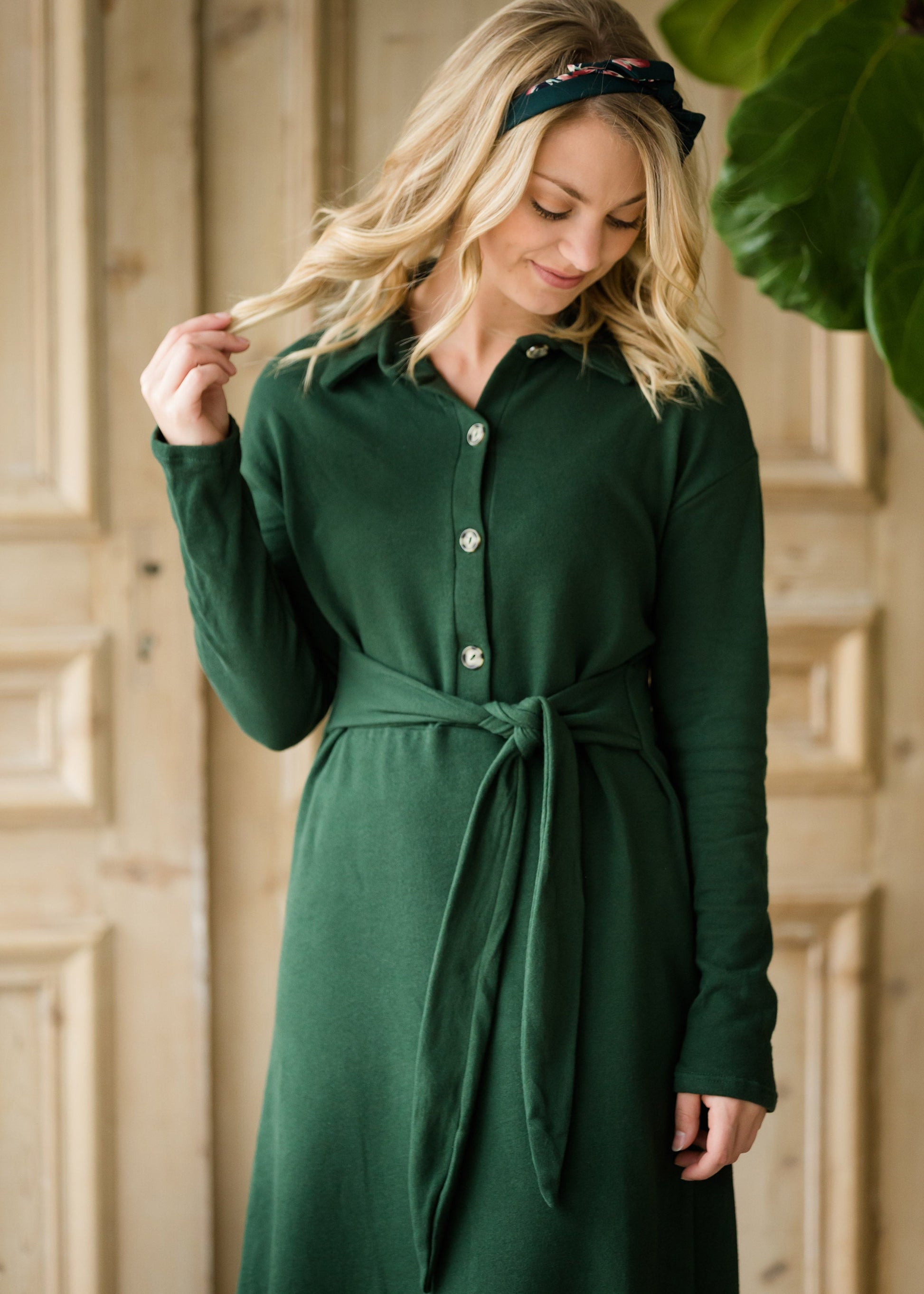 Long Sleeve Button Midi Dress - FINAL SALE Dresses