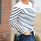 Long Sleeve Classic Navy Stripe Crew Neck Top - FINAL SALE Tops