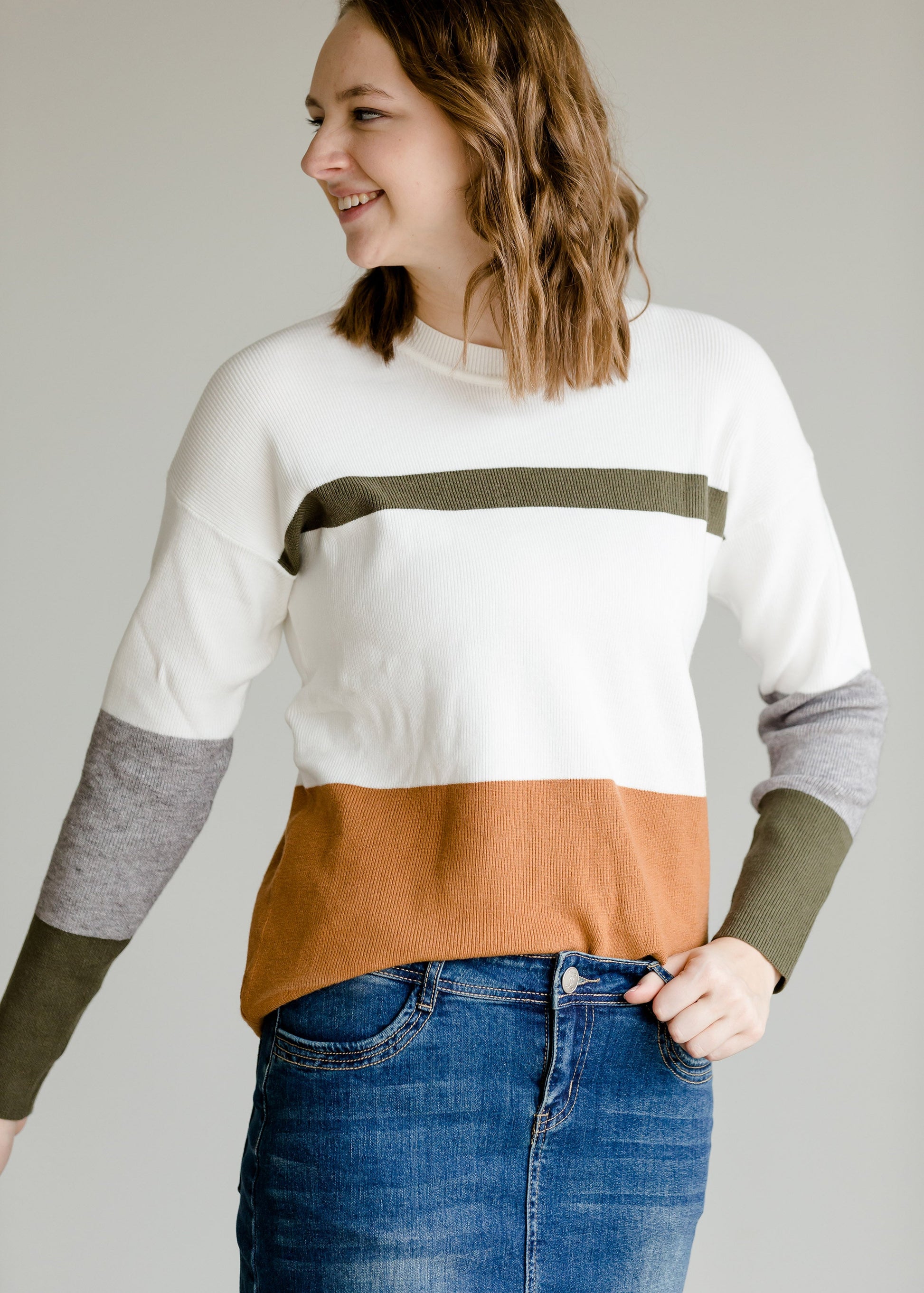 Long Sleeve Colorblock Sweater - FINAL SALE Tops