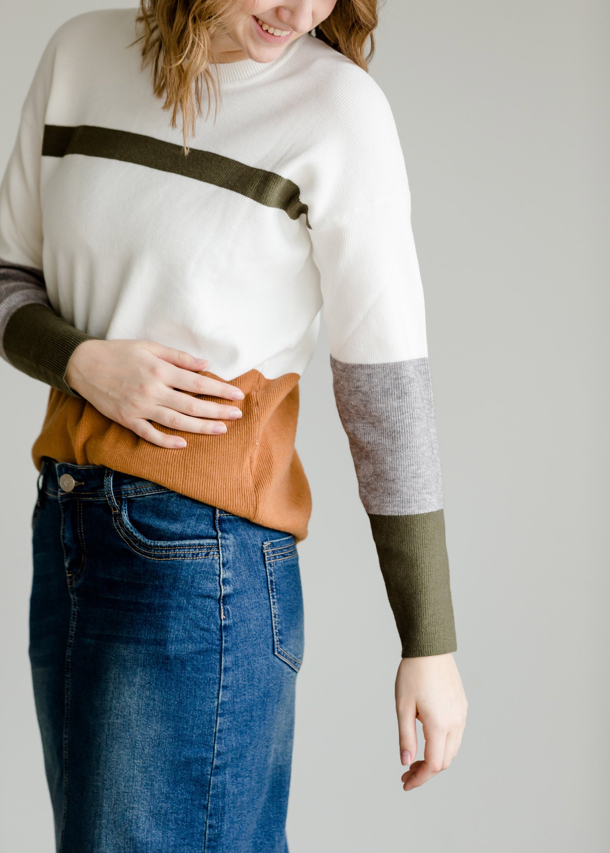 Long Sleeve Colorblock Sweater - FINAL SALE Tops