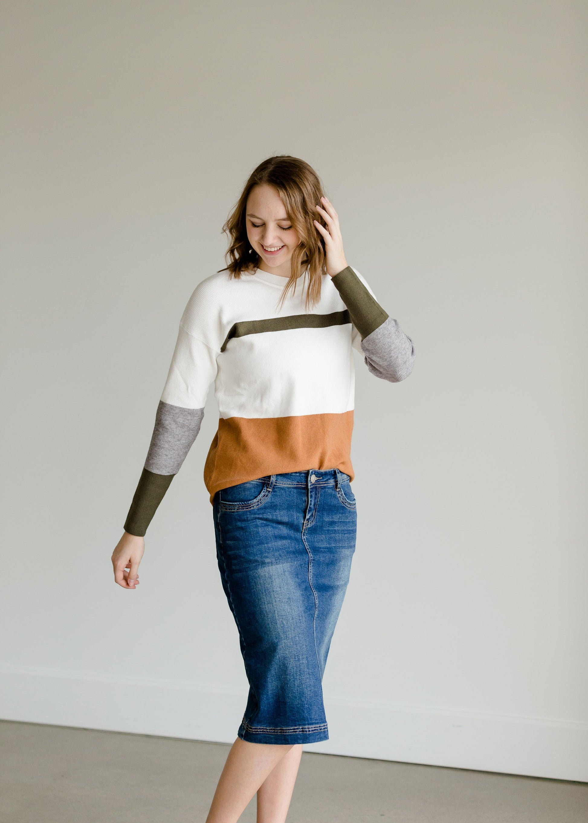 Long Sleeve Colorblock Sweater - FINAL SALE Tops