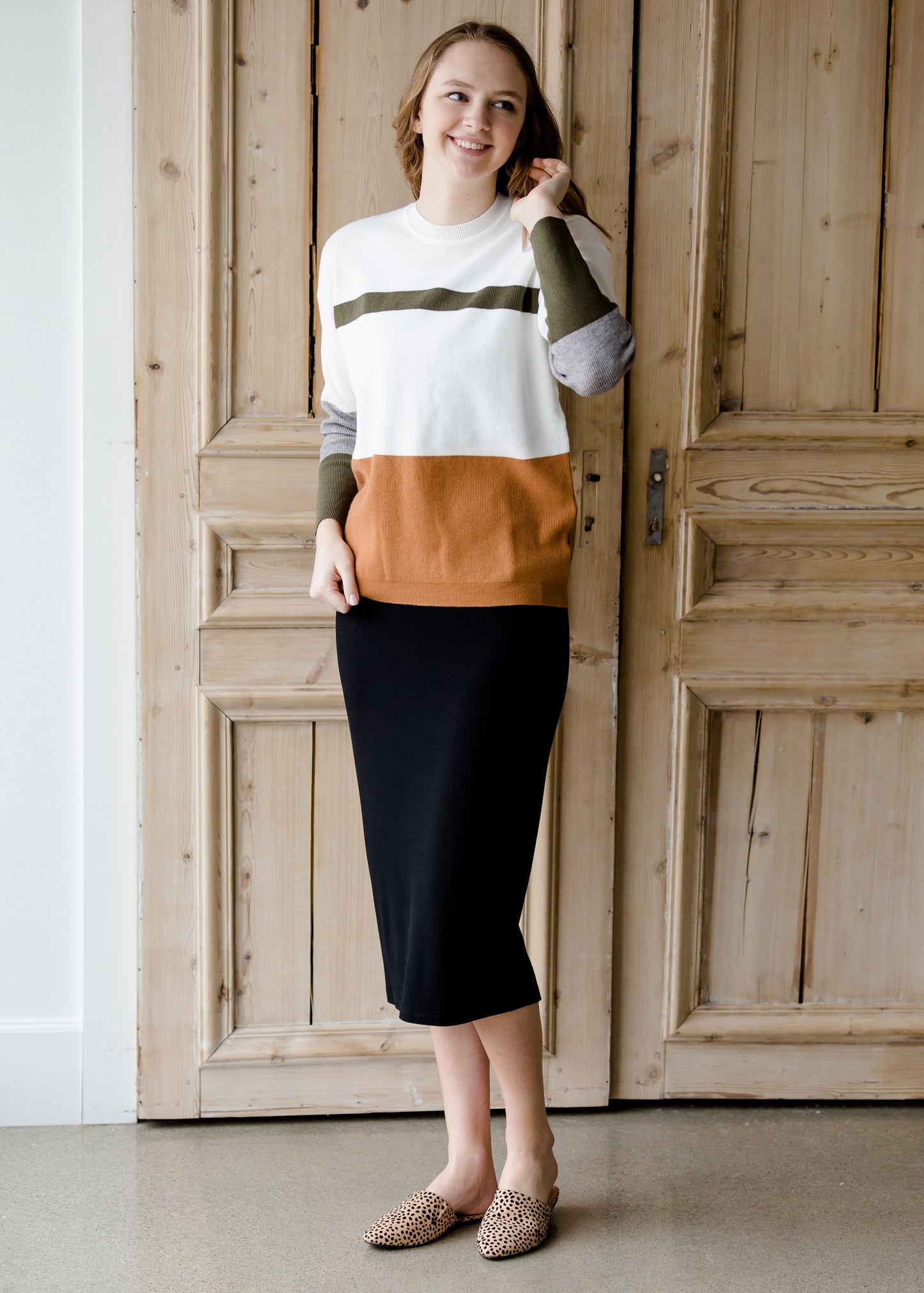Long Sleeve Colorblock Sweater - FINAL SALE Tops