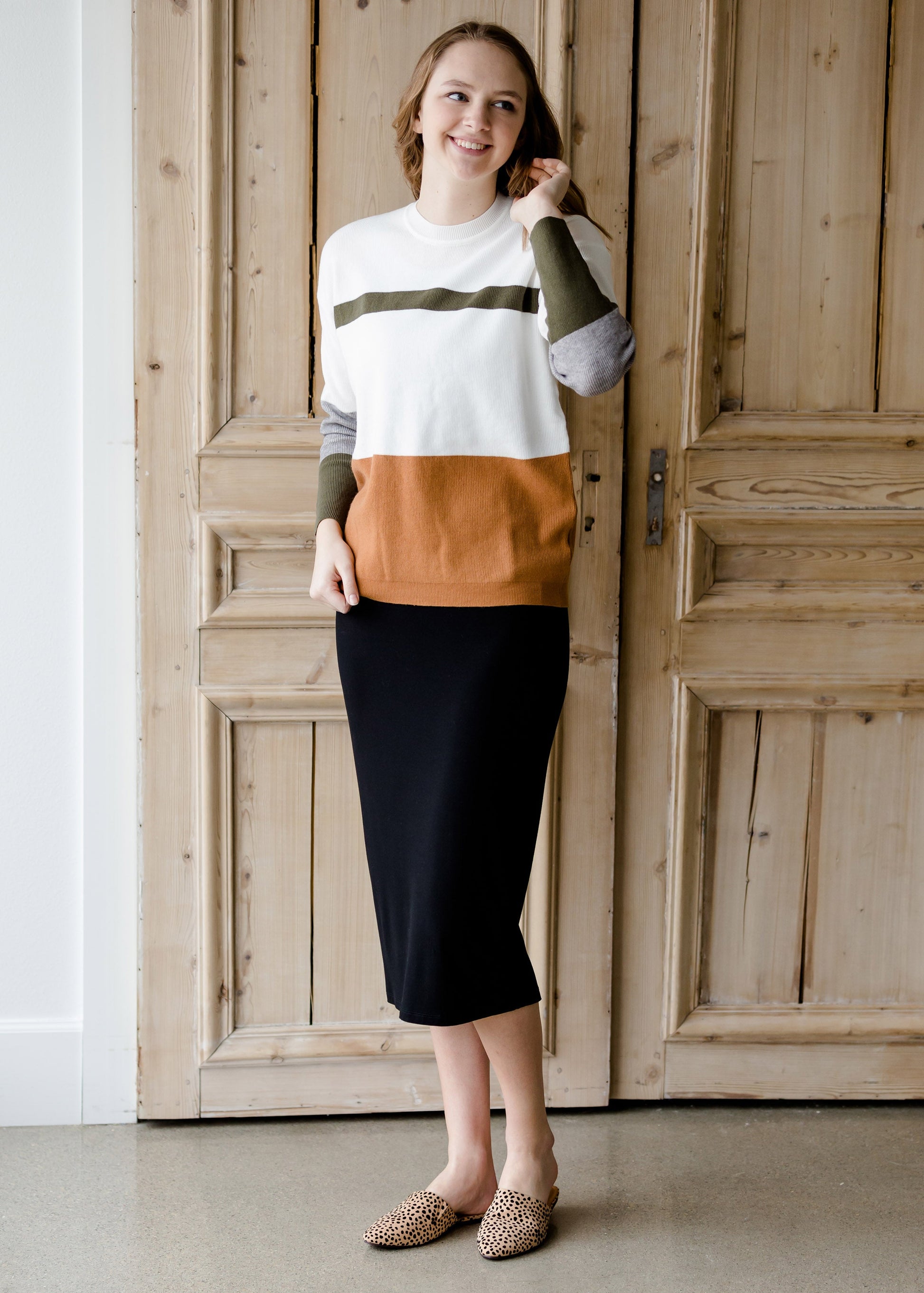 Long Sleeve Colorblock Sweater - FINAL SALE Tops