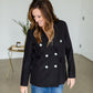 Long Sleeve Front Double Button Pocket Blazer Jacket Tops Mazik