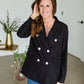 Long Sleeve Front Double Button Pocket Blazer Jacket Tops Mazik