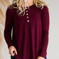 Long Sleeve Shell Button Top - FINAL SALE Tops Burgandy / S
