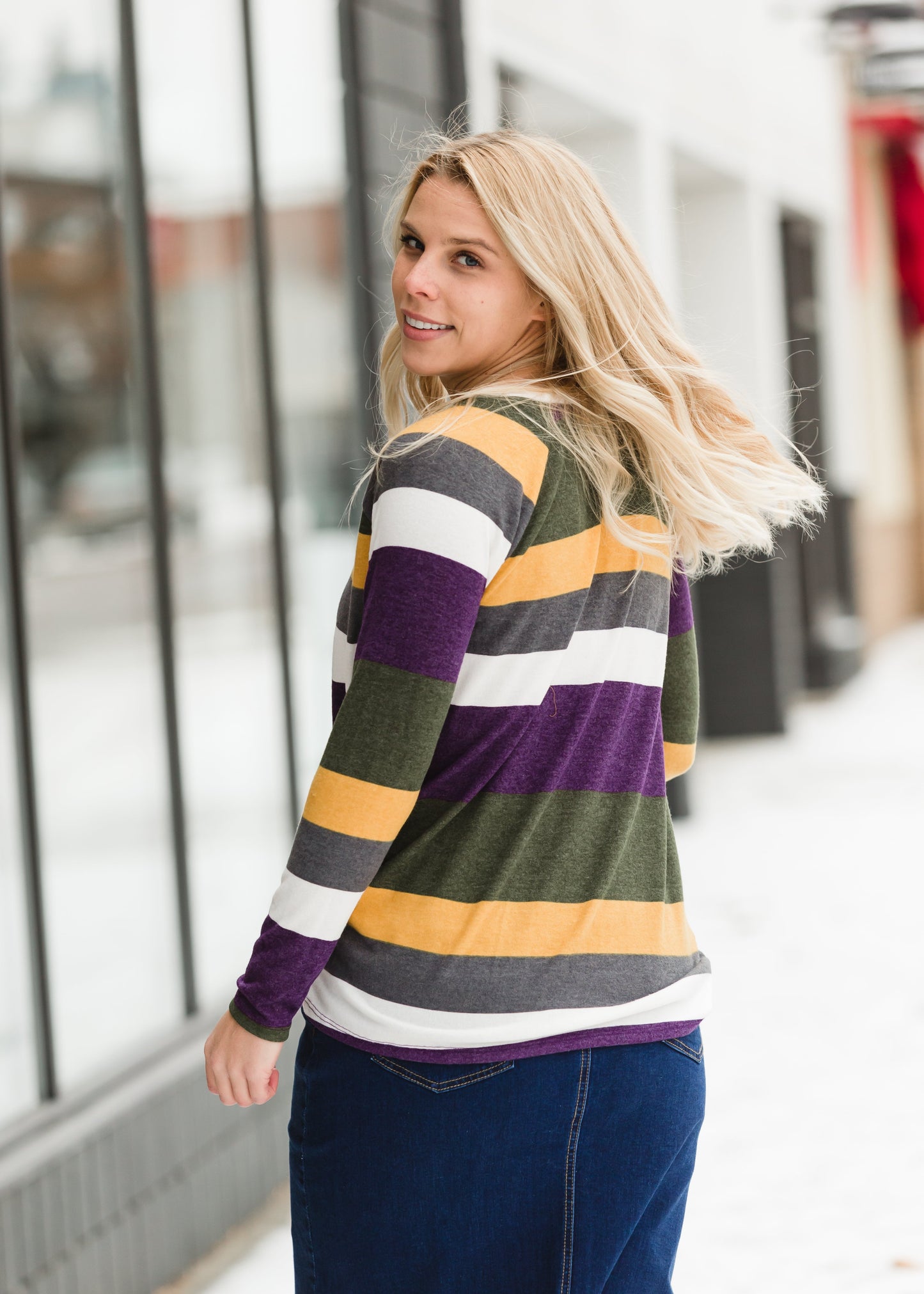 Long Sleeve Striped Knot Top - FINAL SALE Tops