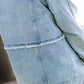 women's modest light denim distressed jean jacket
