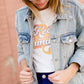 women's modest light denim distressed jean jacket