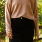 Loose Fit V-Neck Brushed Knit Top Tops BOM BOM