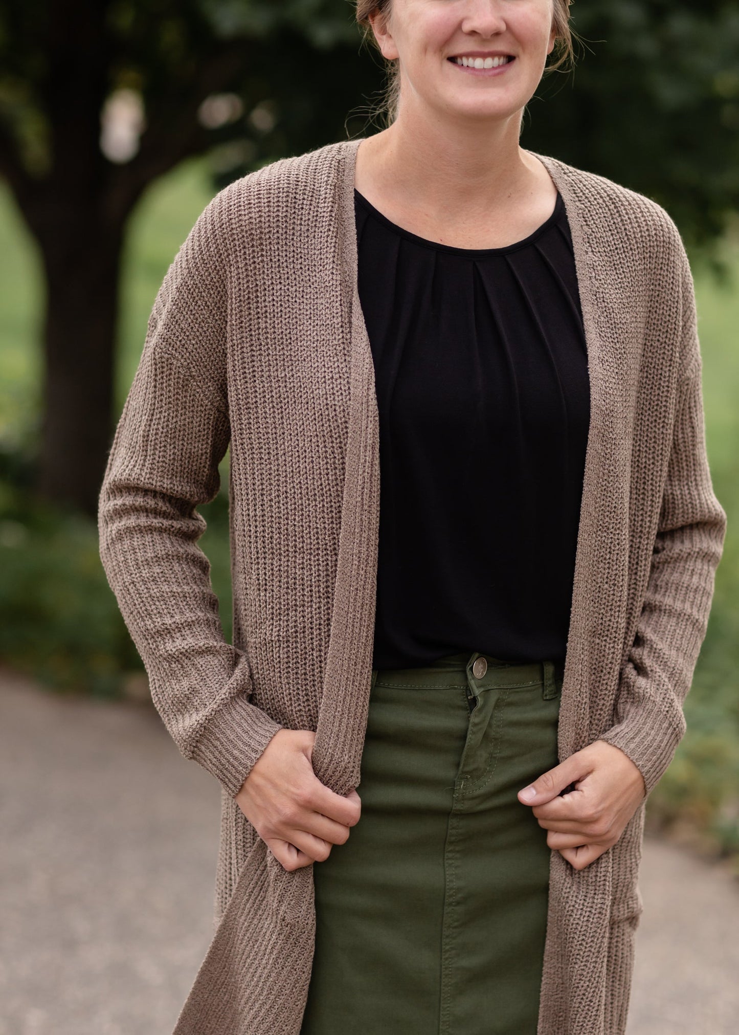 Loose Knit Open Front Pocket Cardigan-FINAL SALE Tops