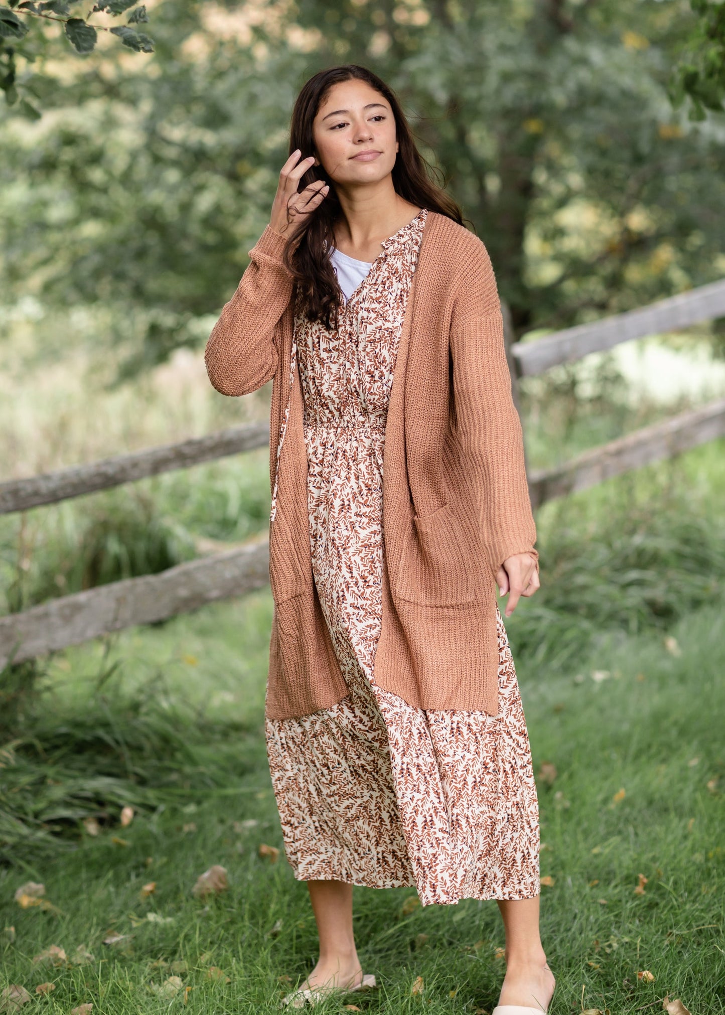 Loose Knit Open Front Pocket Cardigan-FINAL SALE Tops Camel / S