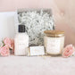soy candle and all natural lotion in a love gift set