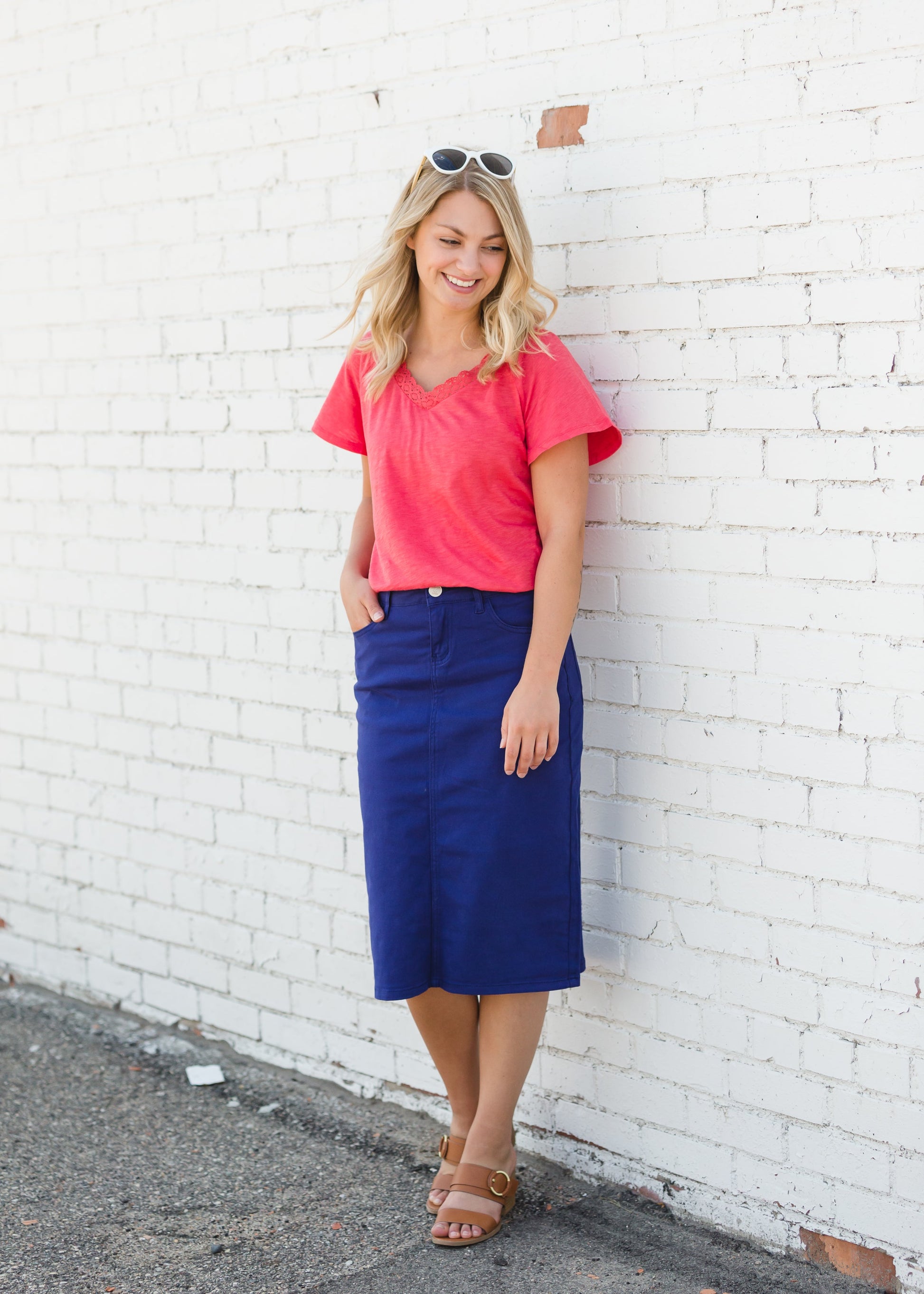 Lovely Coral V-Neck Tee - FINAL SALE Tops
