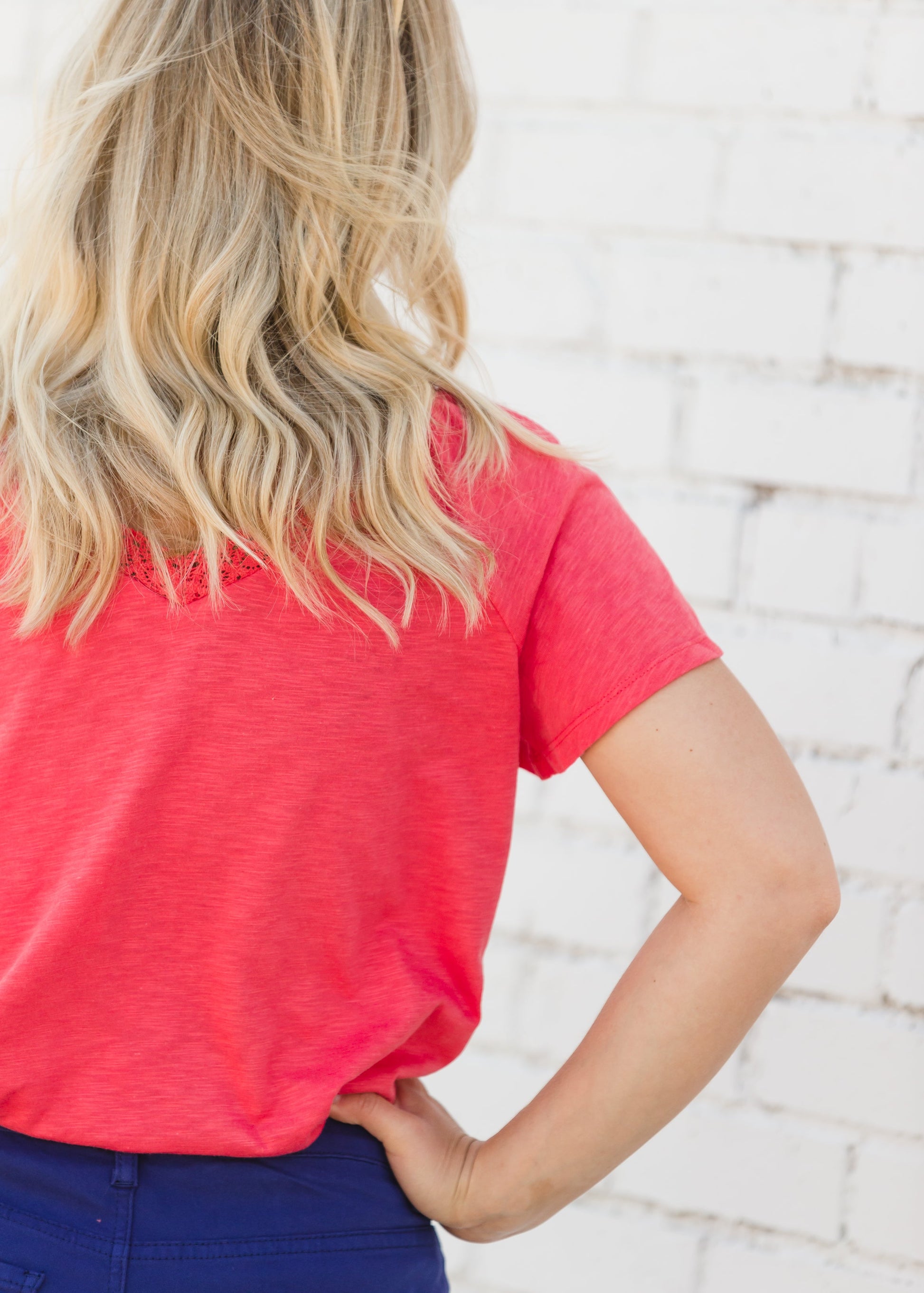 Lovely Coral V-Neck Tee - FINAL SALE Tops