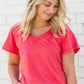 Lovely Coral V-Neck Tee - FINAL SALE Tops