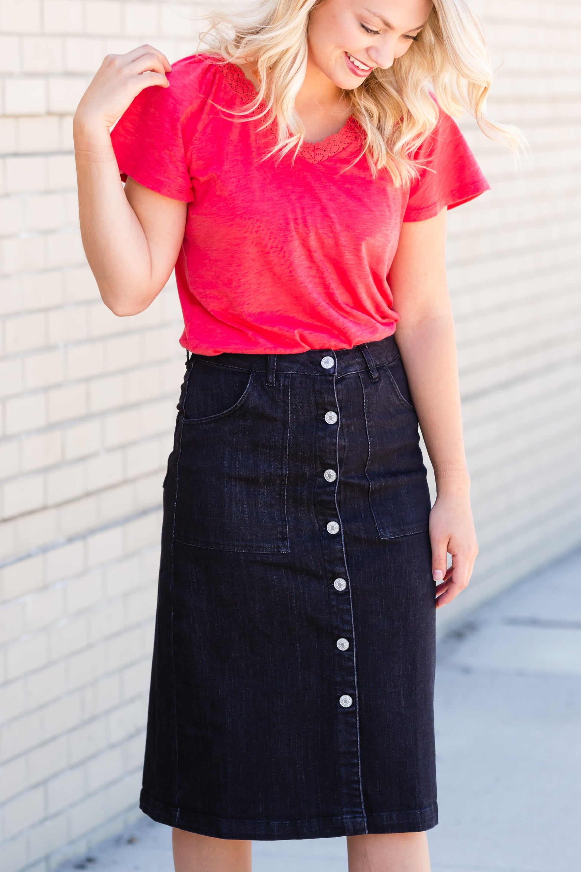 Lovely Coral V-Neck Tee - FINAL SALE Tops