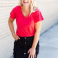 Lovely Coral V-Neck Tee - FINAL SALE Tops