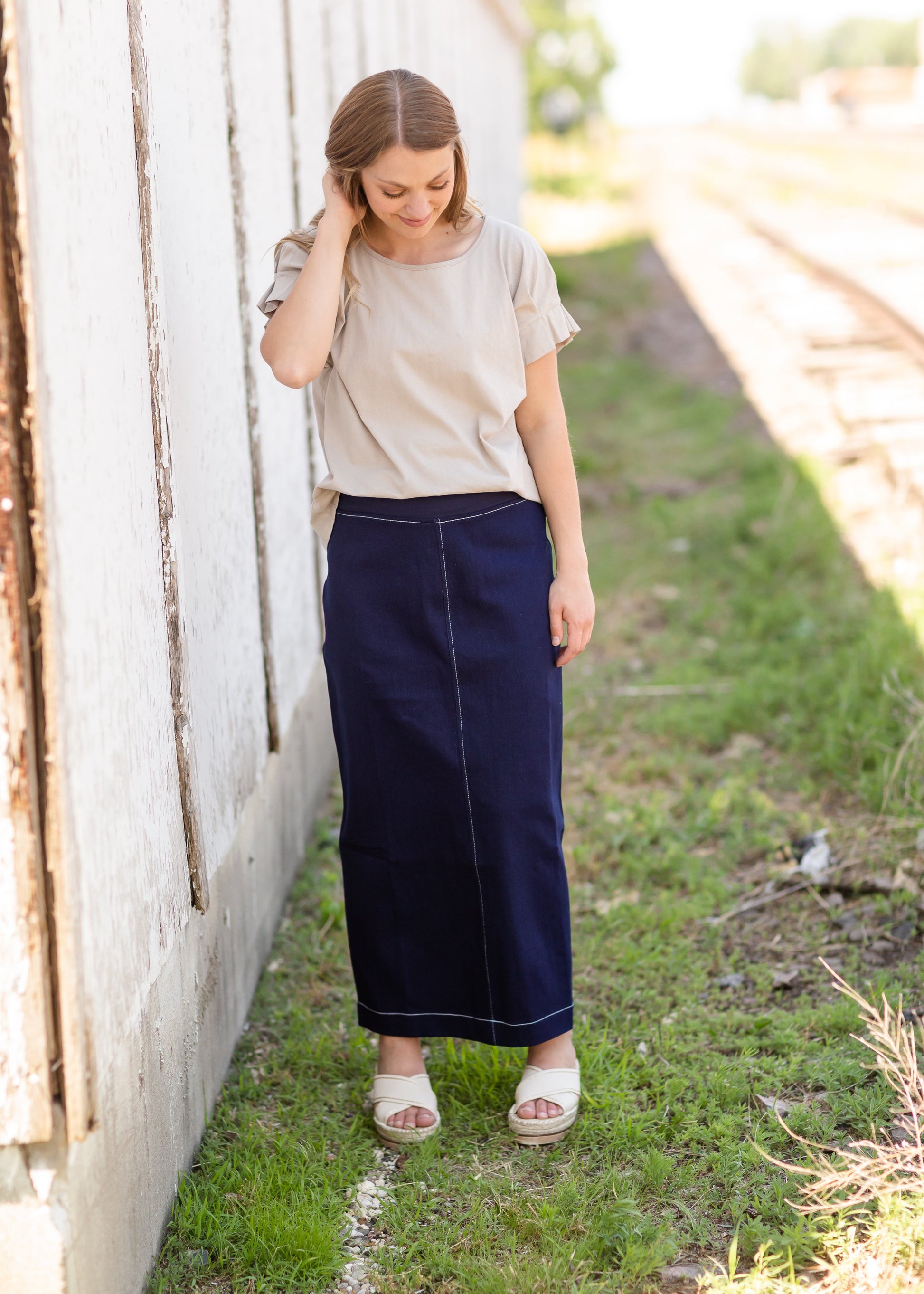 Lucy Elastic Waist Denim Maxi Skirt - FINAL SALE Skirts