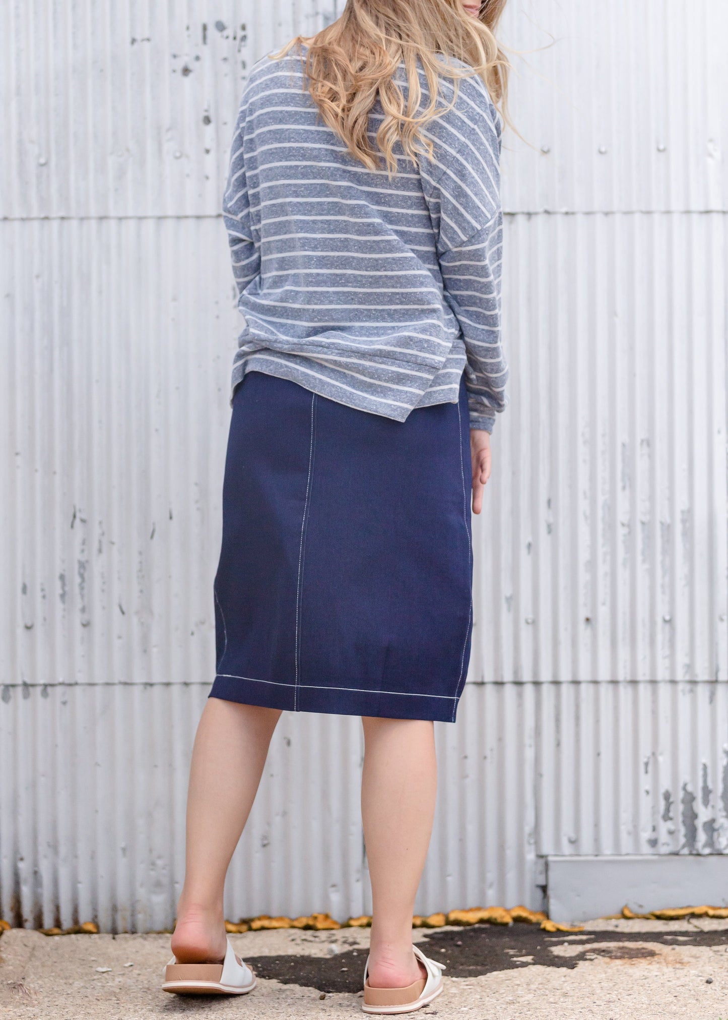 Lucy Elastic Waist Denim Midi Skirt - FINAL SALE Skirts