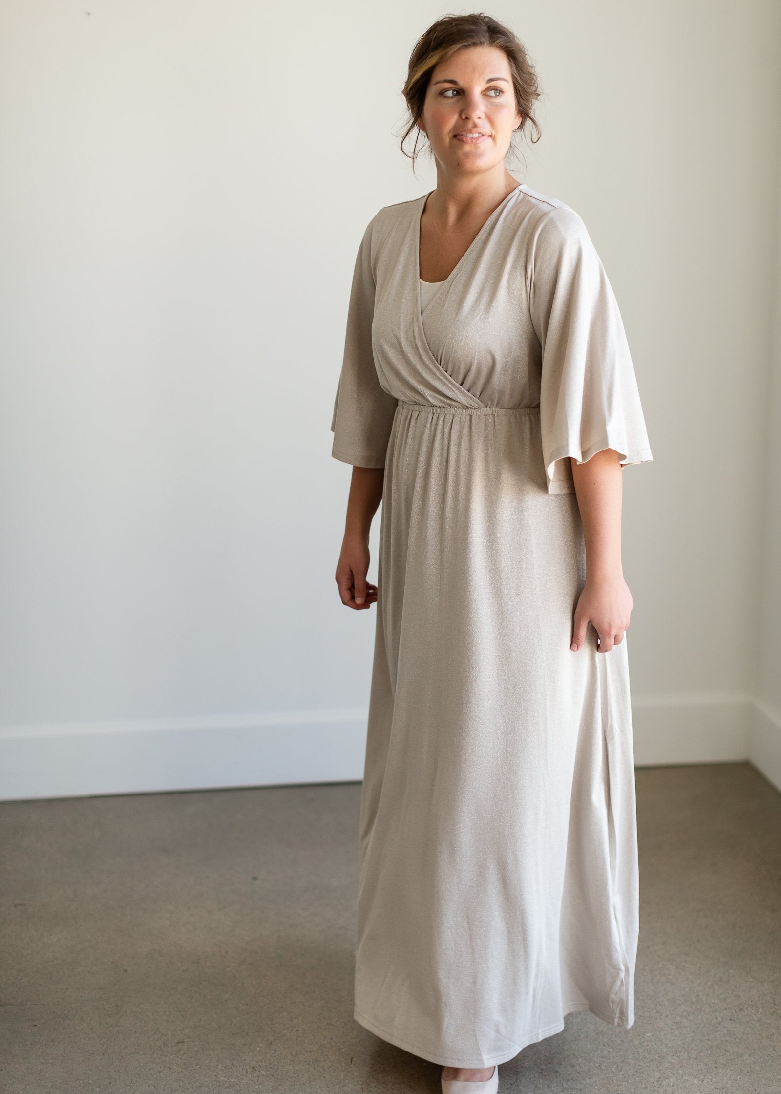 Lumee Champagne Sheen Maxi Dress Dresses Mikarose