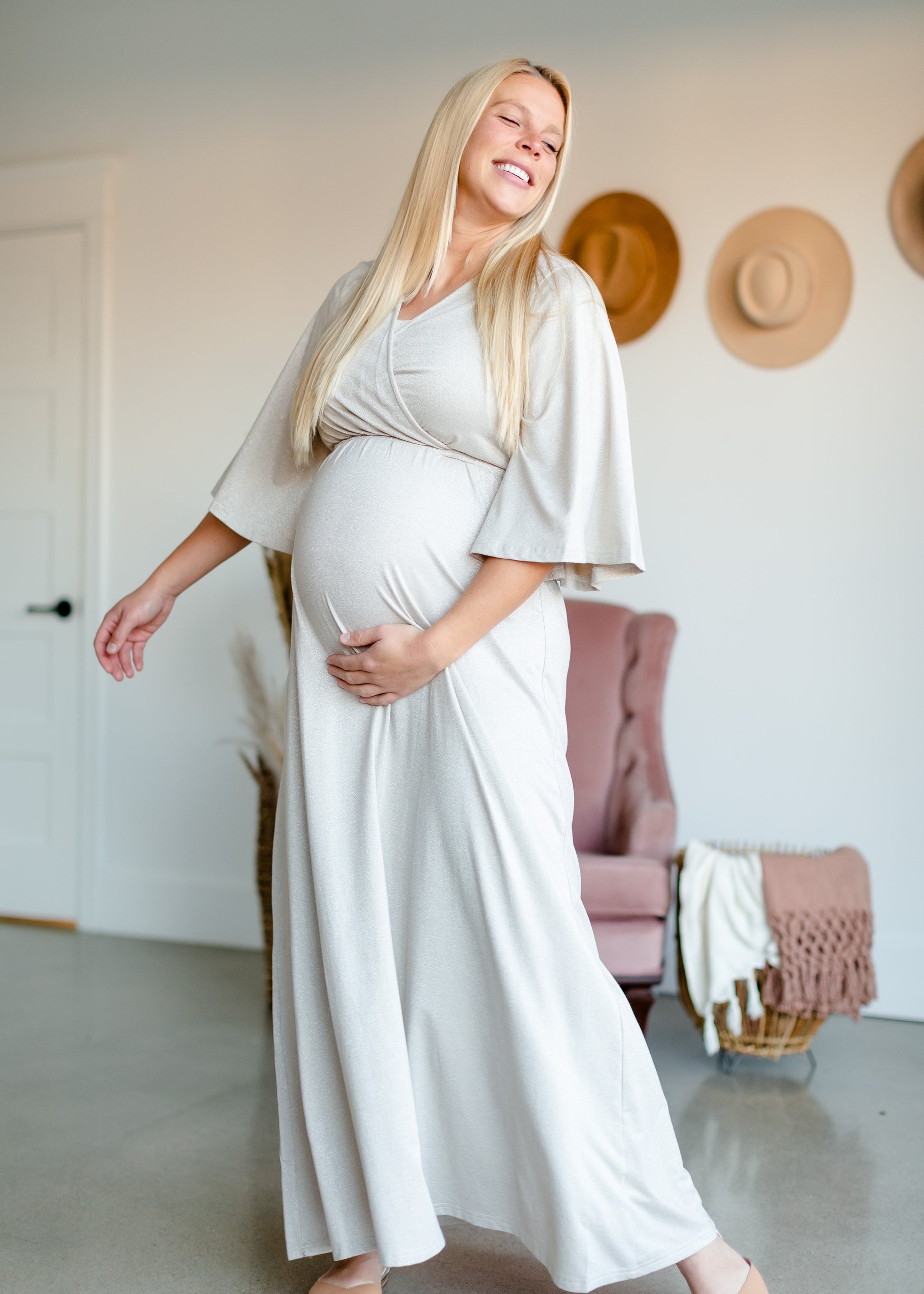 Lumee Champagne Sheen Maxi Dress Dresses Mikarose