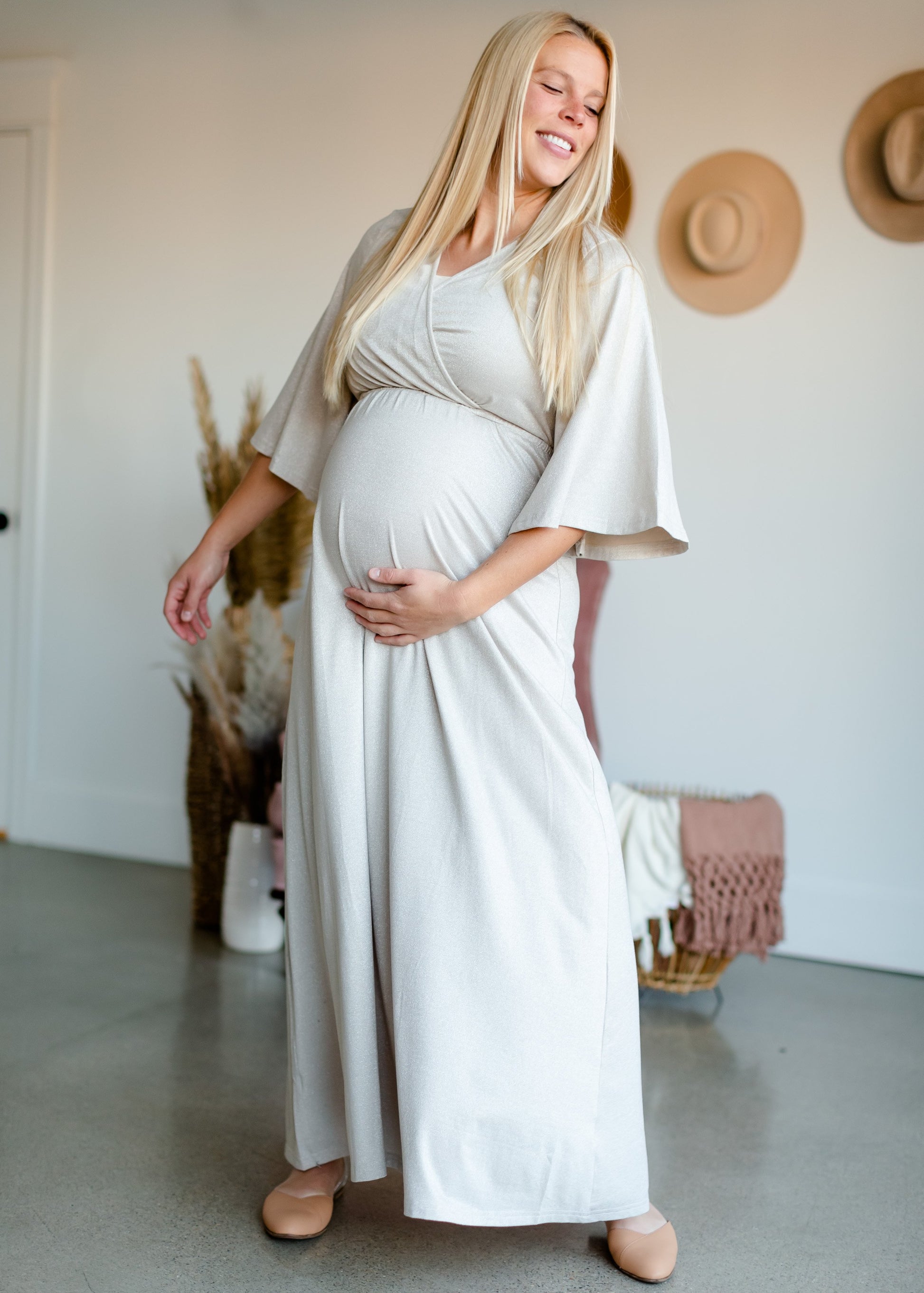 Lumee Champagne Sheen Maxi Dress Dresses Mikarose