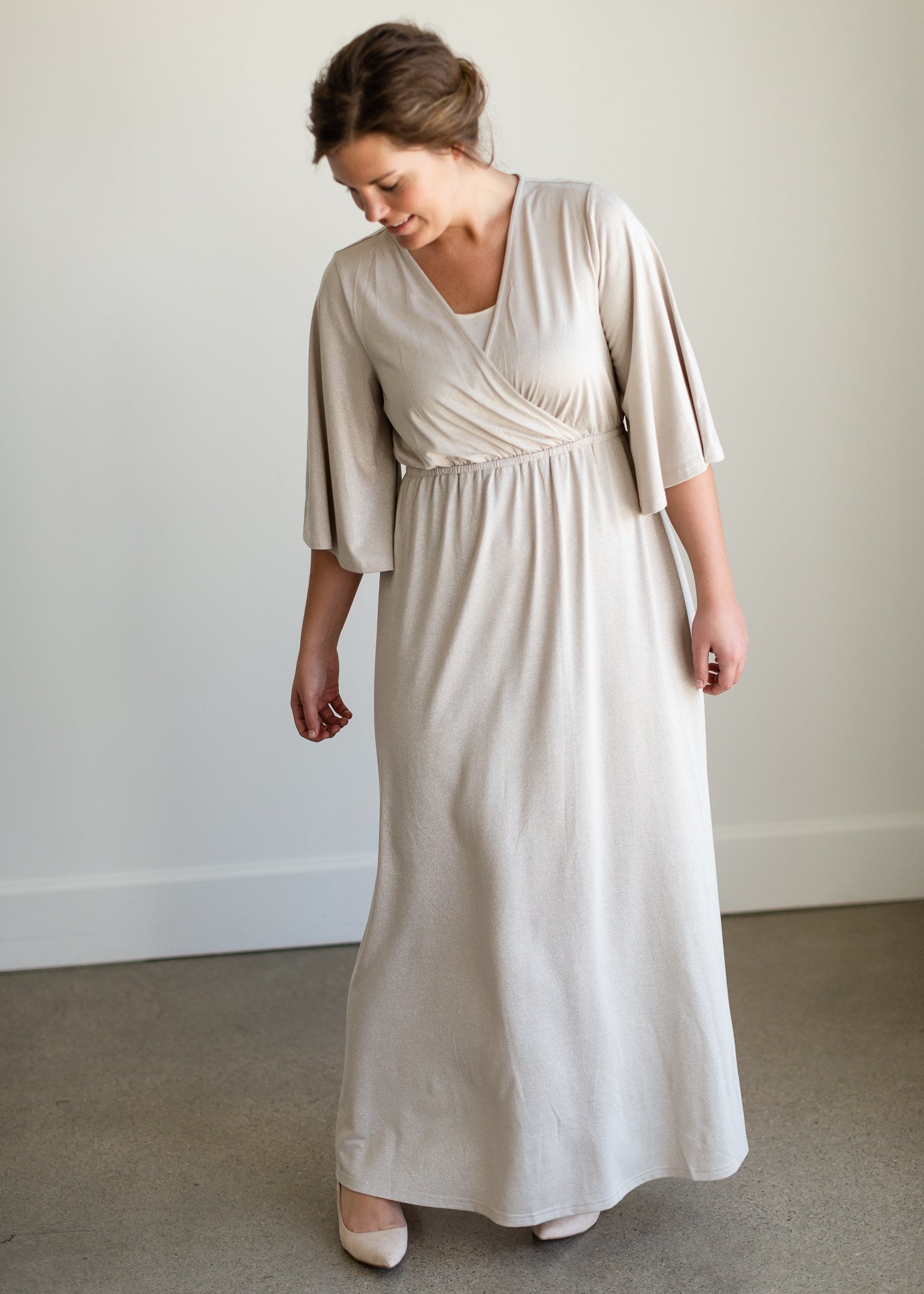 Lumee Champagne Sheen Maxi Dress - FINAL SALE Dresses Mikarose