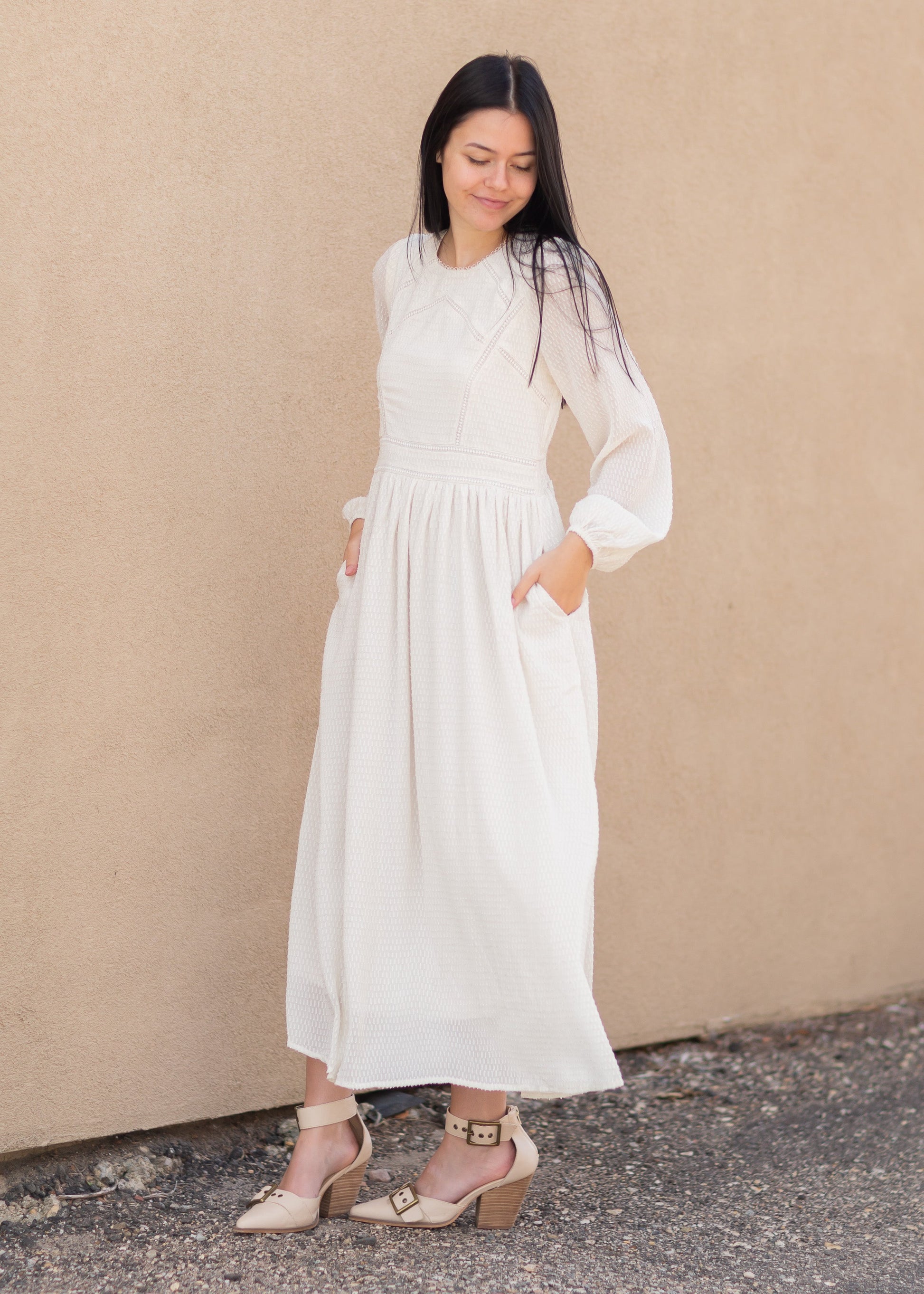 Lurex Midi Dress with Lace Trim Detail Dresses