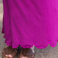 Women's long pink maxi dress that is fully lined, nursing friendly and comes with a belt