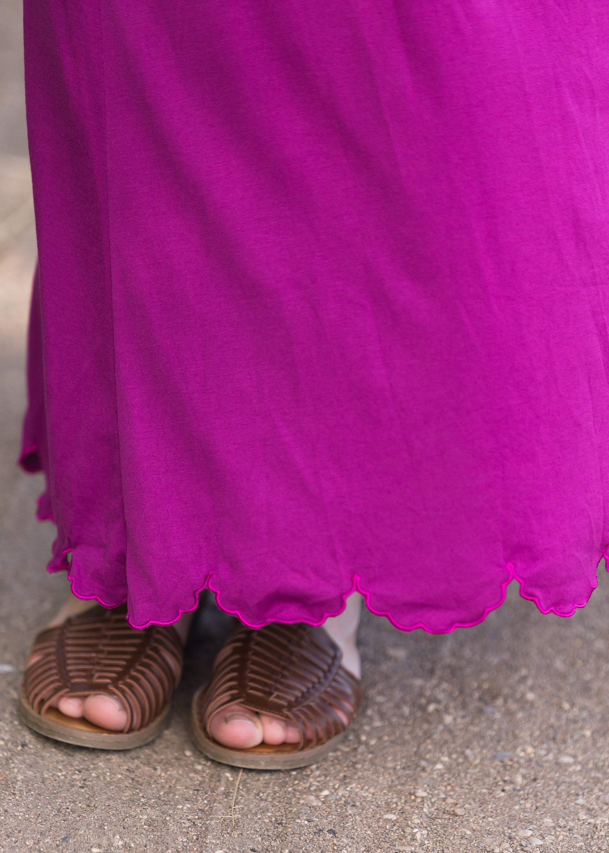 Women's long pink maxi dress that is fully lined, nursing friendly and comes with a belt