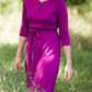 Women's long pink maxi dress that is fully lined, nursing friendly and comes with a belt