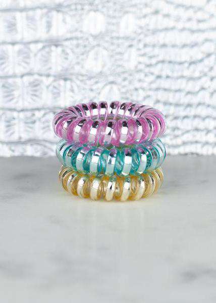 pink, mint and gold hot line hair ties