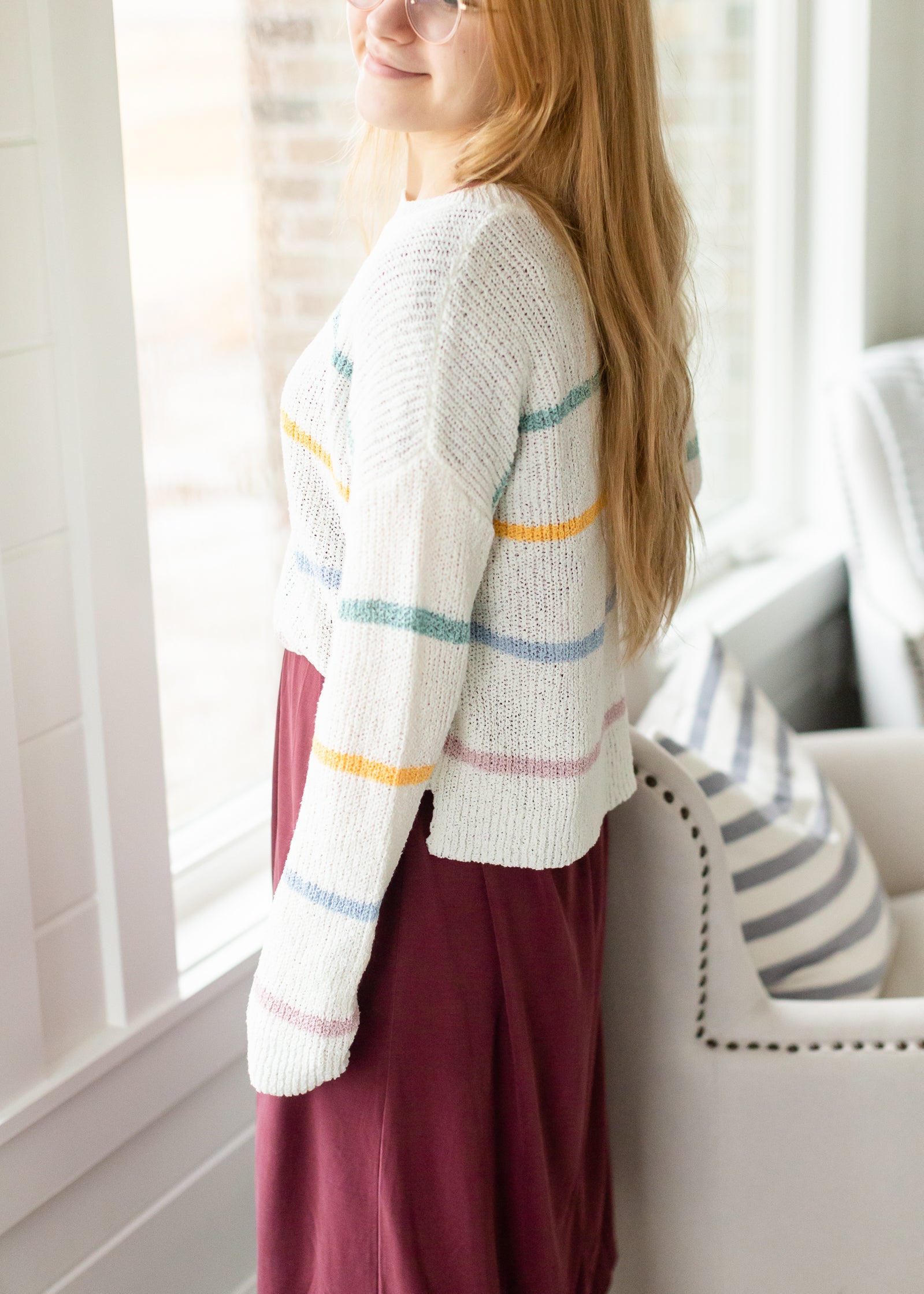 Macaron Striped Knit Sweater - FINAL SALE Tops
